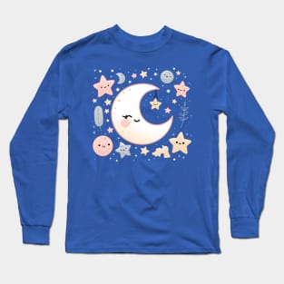 Pastel Moons and Stars Long Sleeve T-Shirt